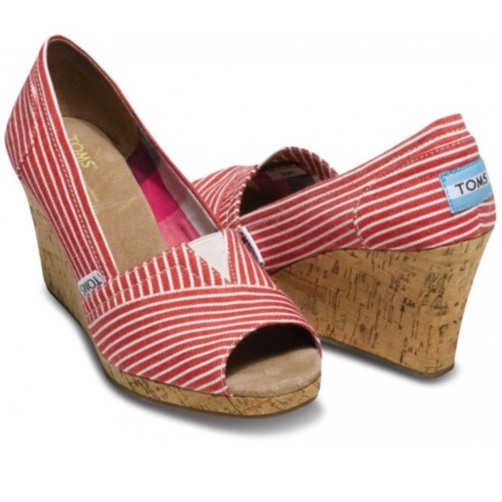TOMS peep-toe wedges